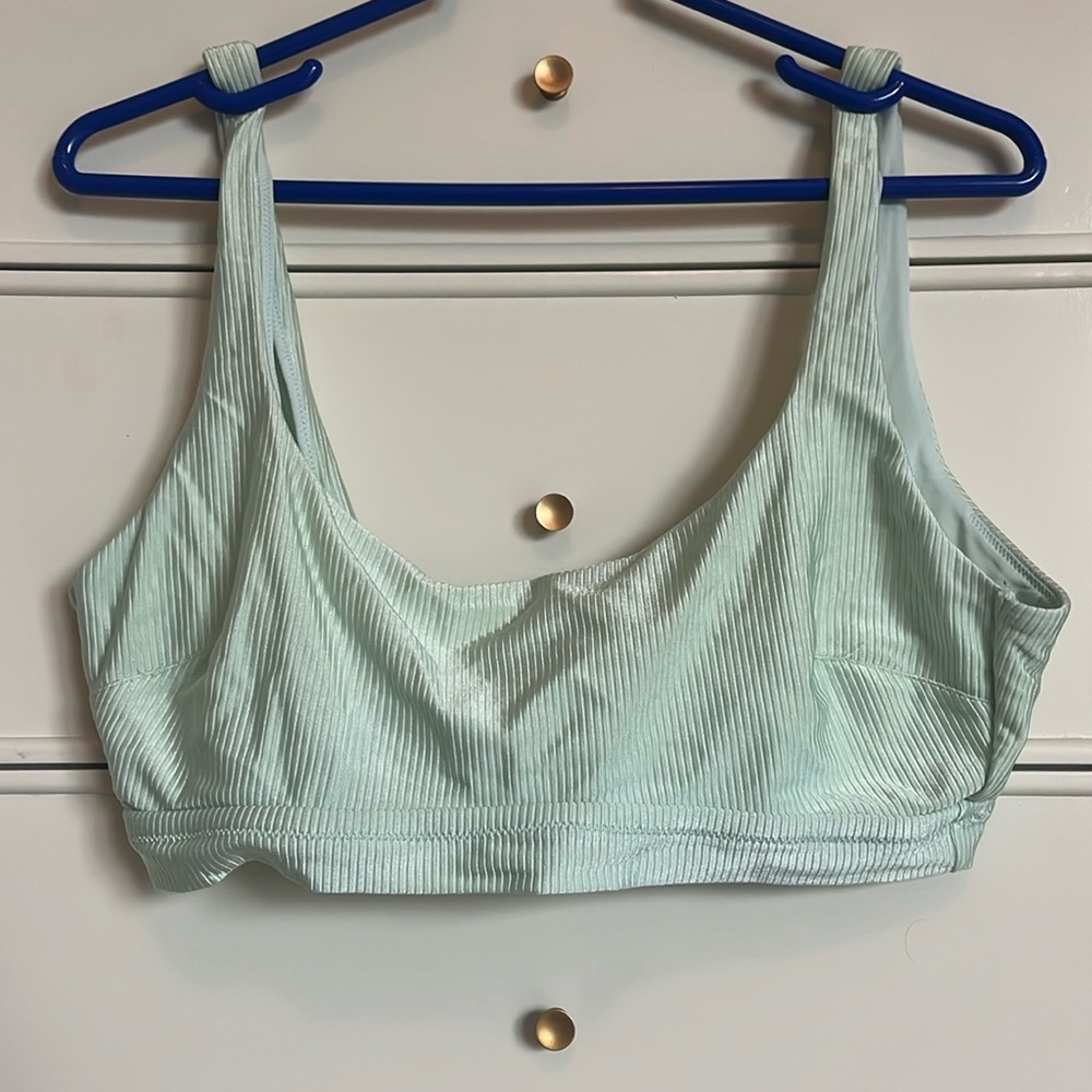 Aerie bathing suit top shiny green vintage looking